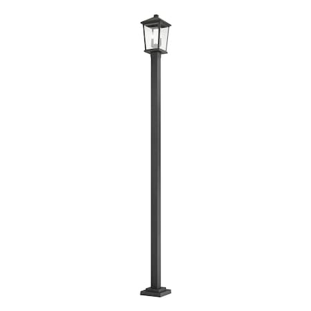 Z-Lite Beacon 2 Light Outdoor Post Mounted Fixture, Black & Clear Beveled 568PHBS-536P-BK
